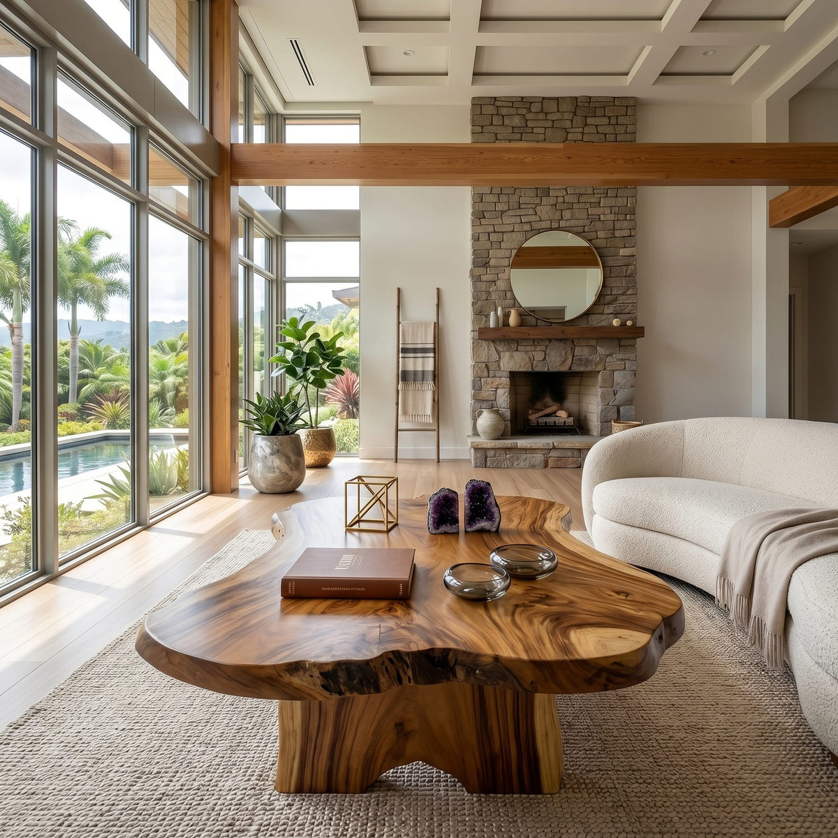 Live Edge Fireplace Coffee Table