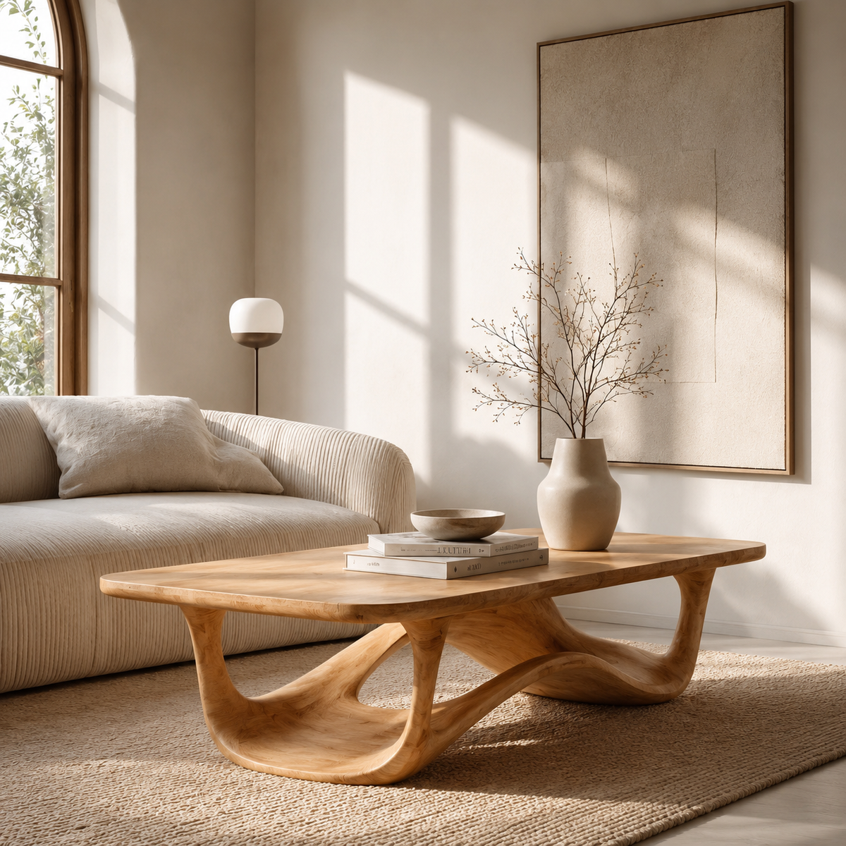 Contemporary Sculptural Coffee Table, solid wood, built to order, view 3
