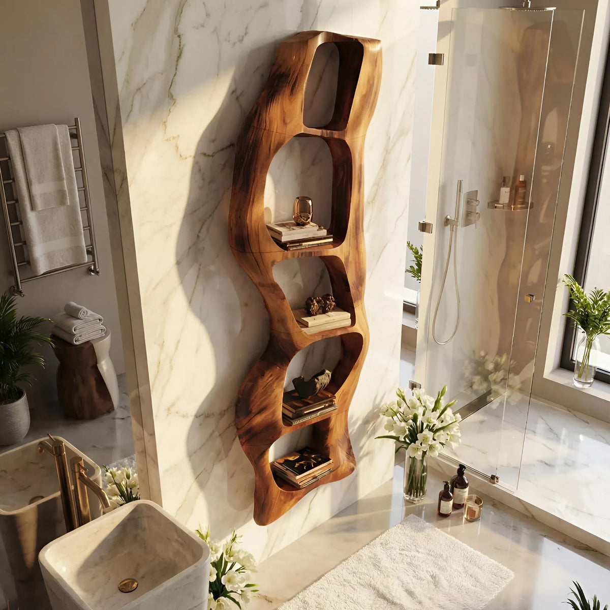 Contemporary Wall Shelf, solid wood, built to order