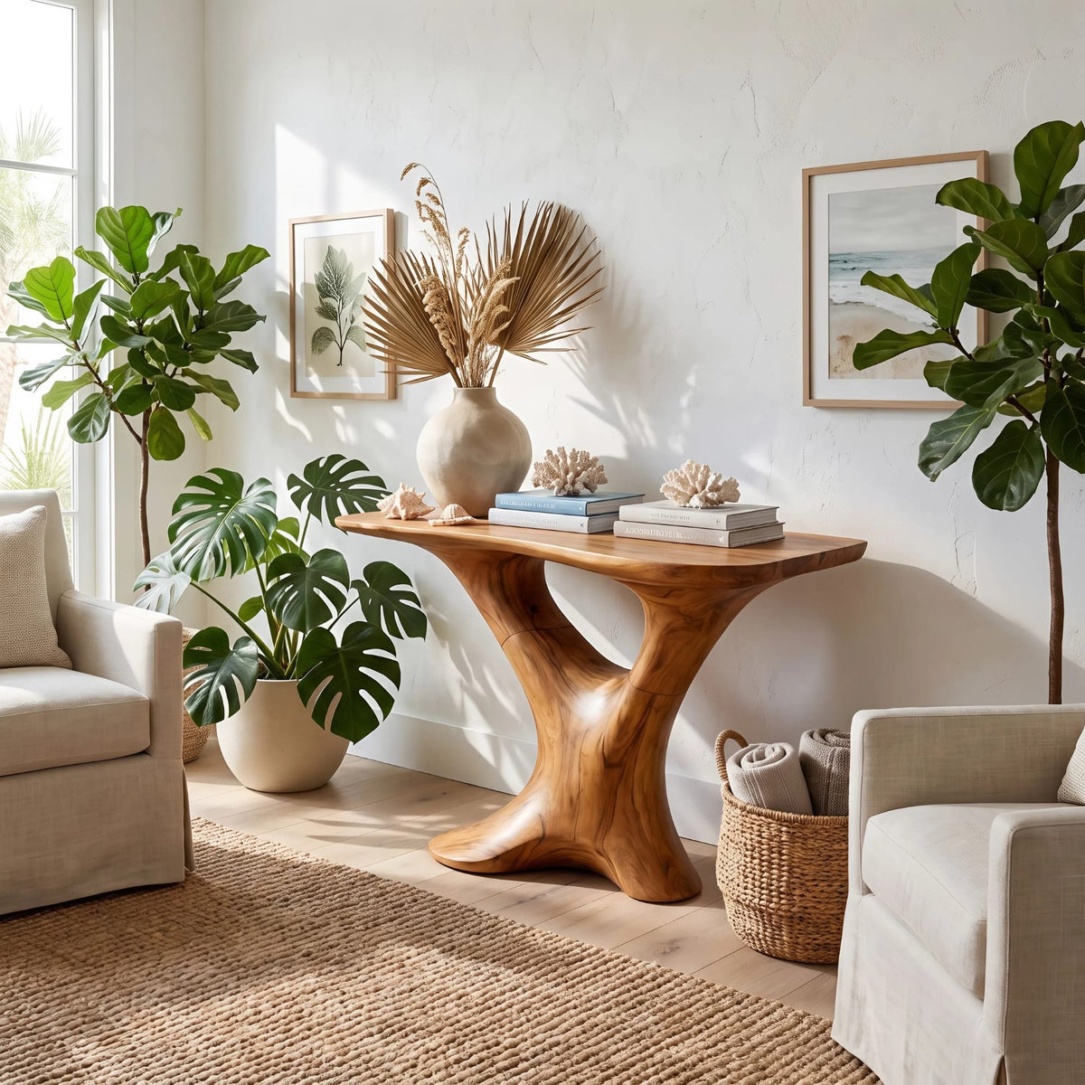 Farmhouse Foyer Table Entryway Decor, solid wood, built to order