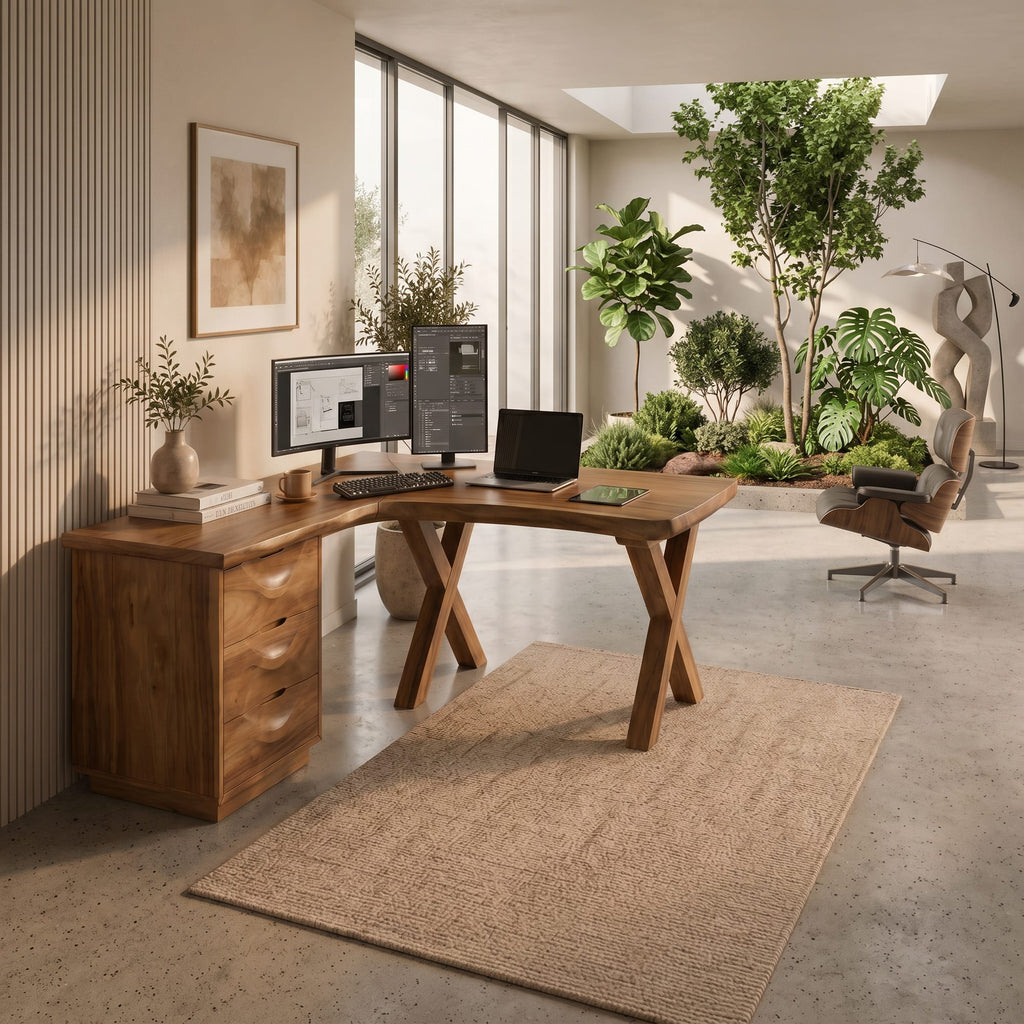 Contemporary Corner Executive Desk Home Office, solid wood, built to order