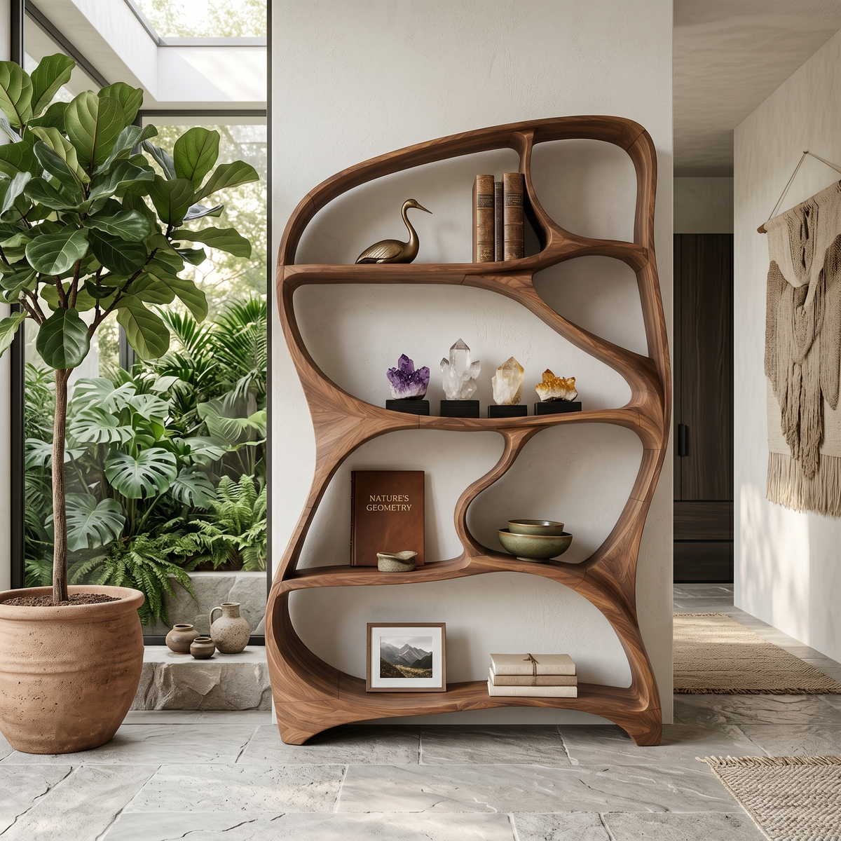 Organic Wall Bookcase, solid wood, built to order, view 3