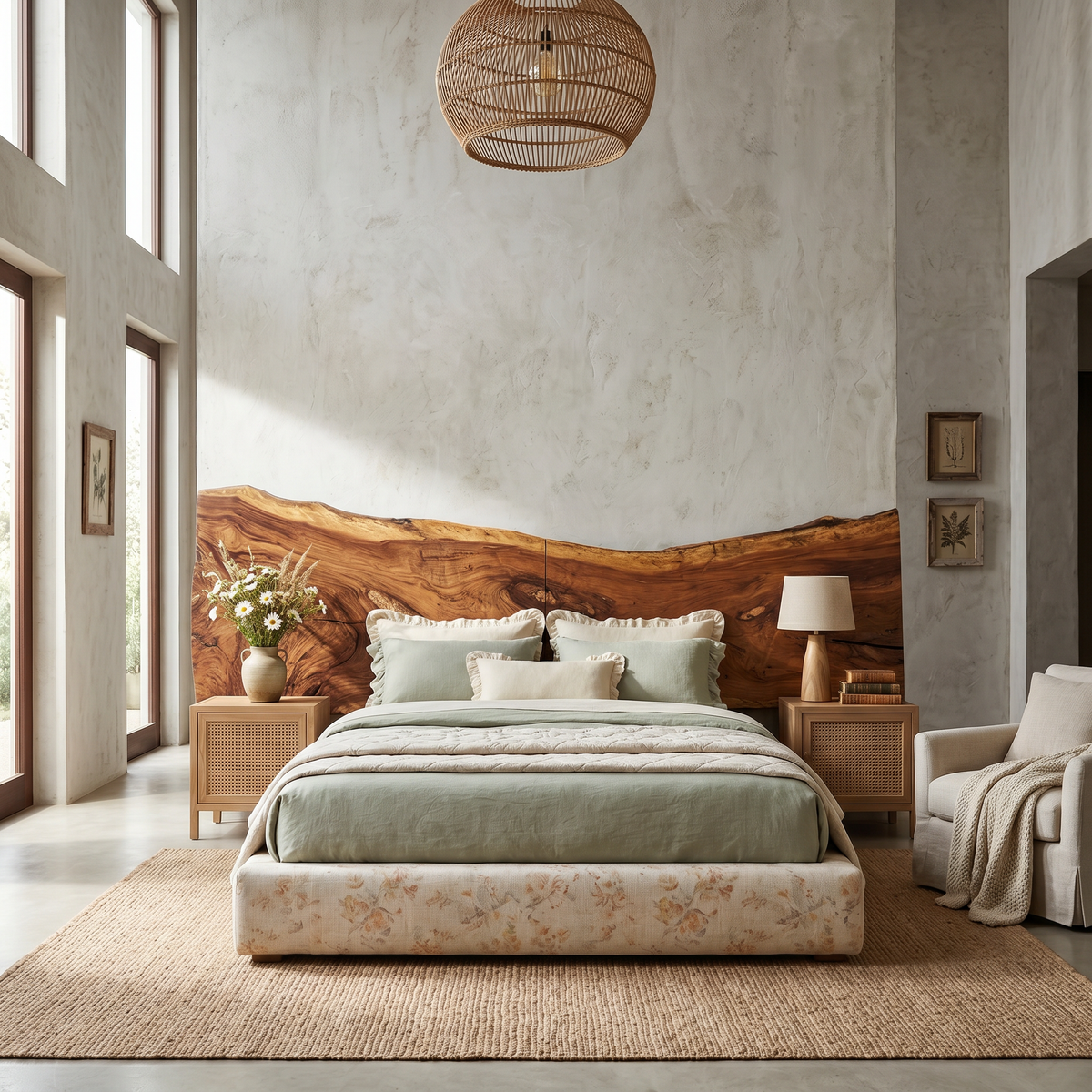 Minimalist Live Edge Headboard, solid wood, built to order, view 3