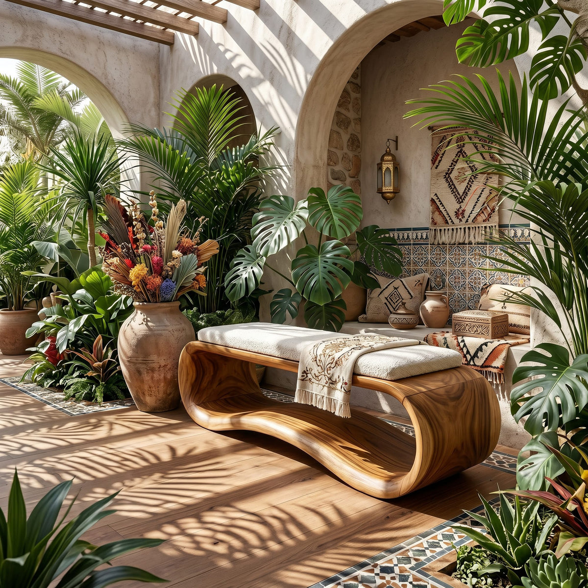 Wooden Accent Bench Villa, solid wood, built to order