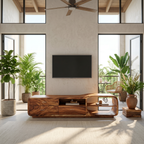 Curved Organic TV Stand Designer Residence, solid wood, built to order, view 3