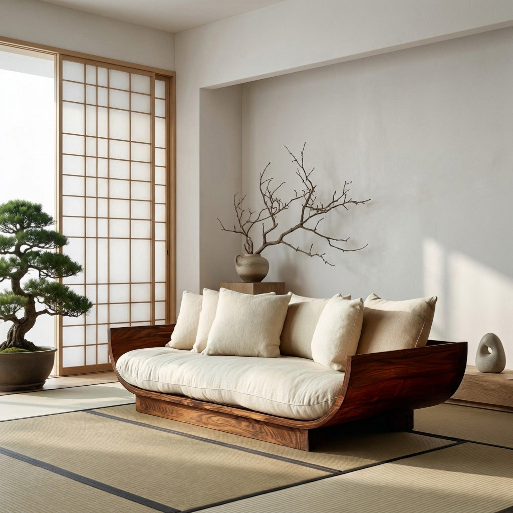 Wooden Sofa with Curved Form, solid wood, built to order, view 3