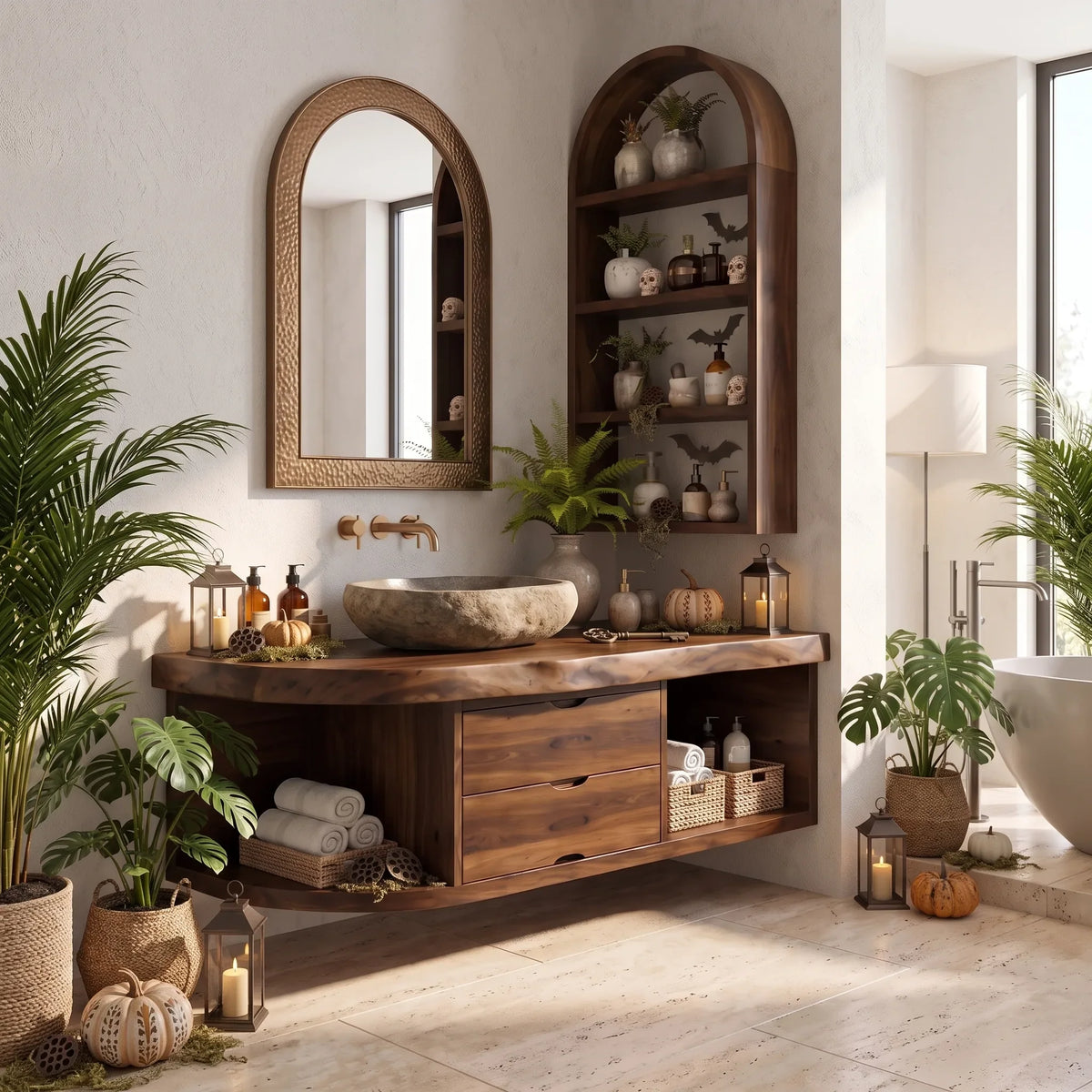 Organic Floating Bathroom Vanity Modern Bathroom, solid wood, built to order, view 3