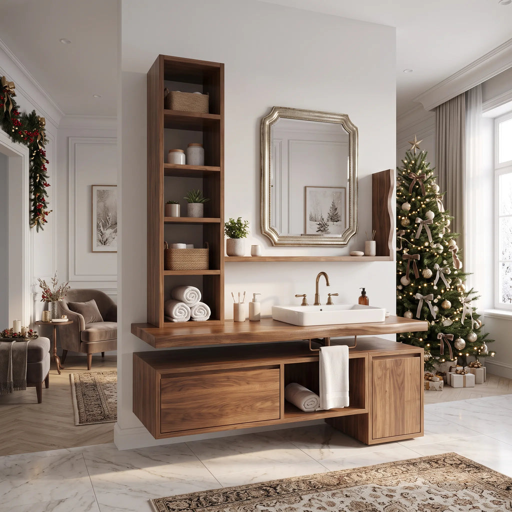 Handcrafted Floating Vanity Cottage, solid wood, built to order