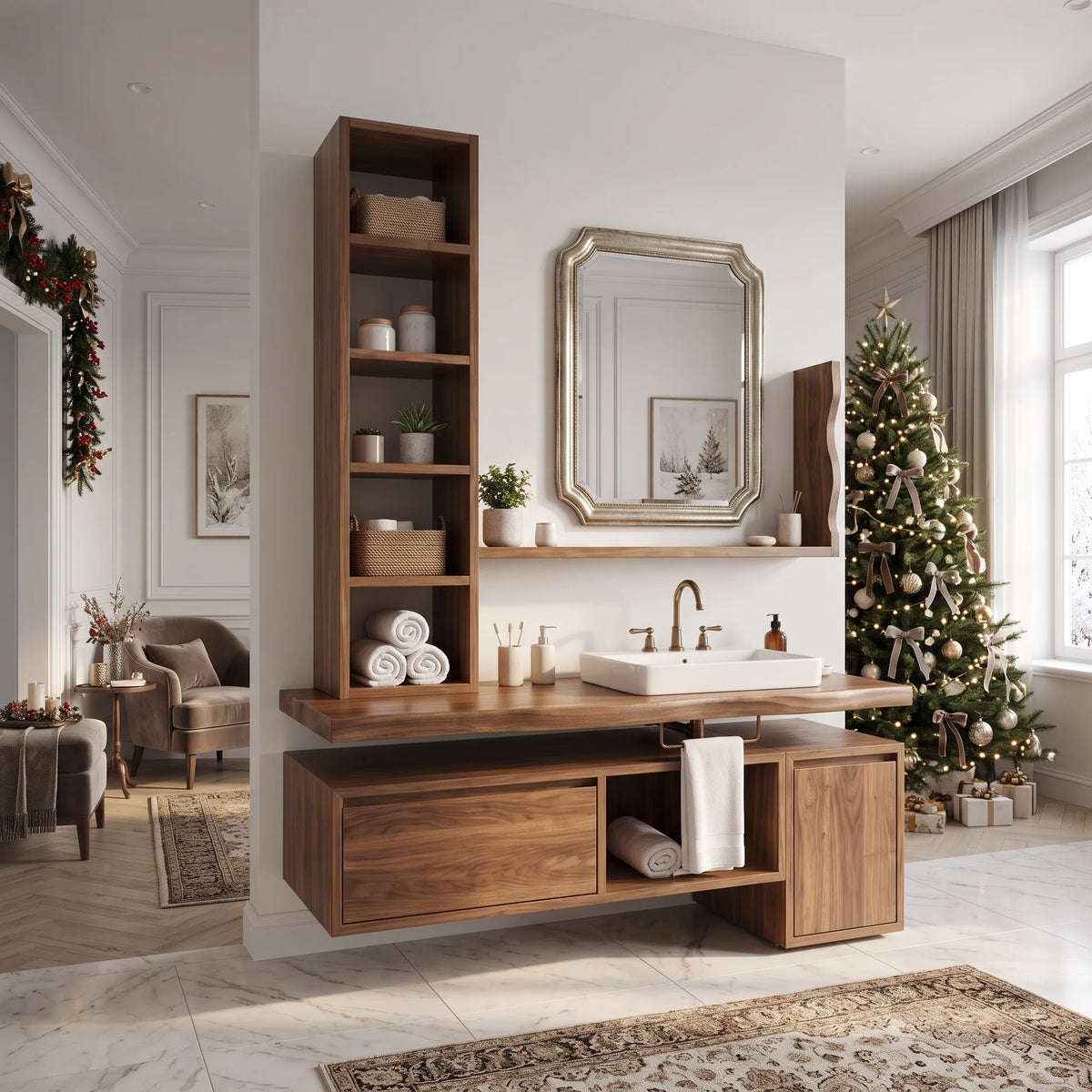 Handcrafted Floating Vanity Cottage, solid wood, built to order