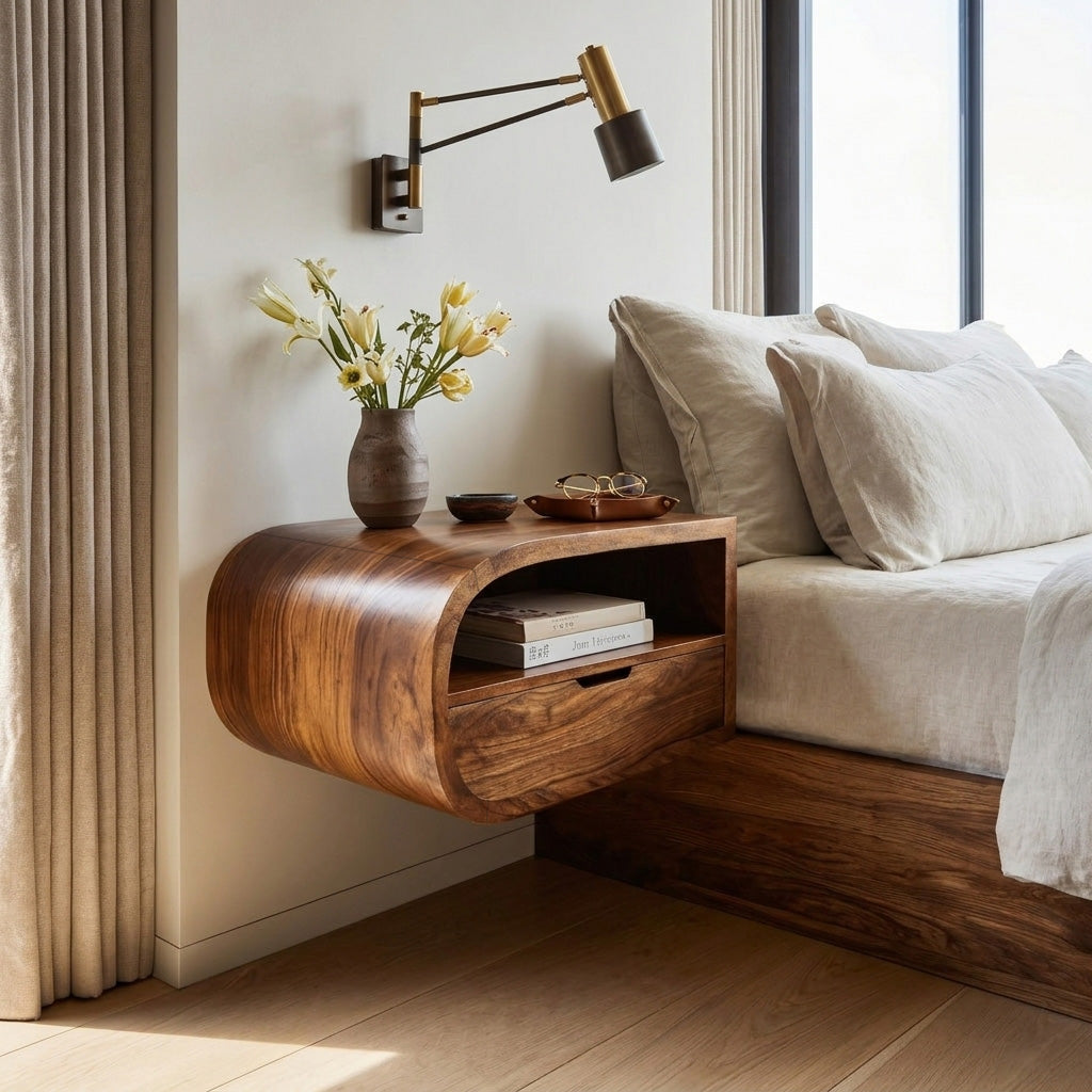 Minimalist Floating Nightstand with Storage, solid wood, built to order, view 3