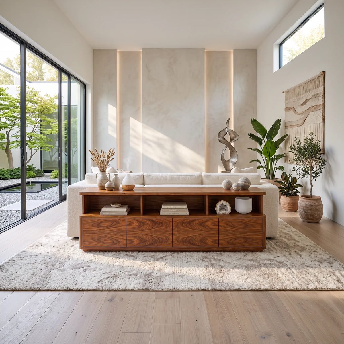 Contemporary Cabinet Console Table, solid wood, built to order