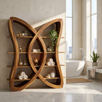 Butterfly Inspired Wooden Bookcase in Organic Style, solid wood, built to order