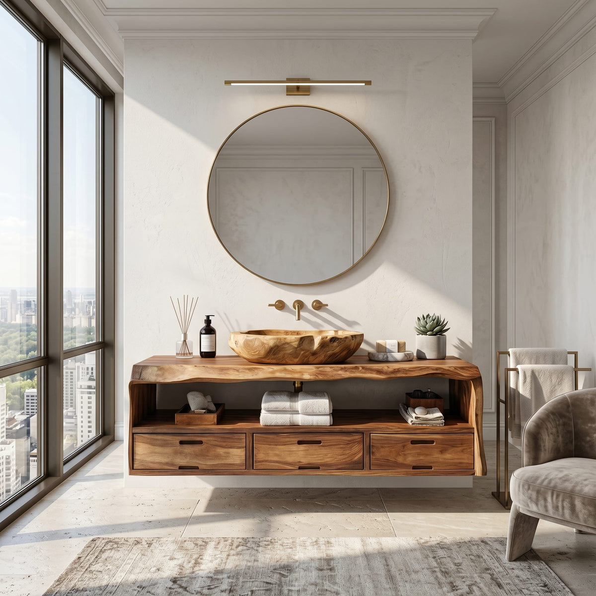 Farmhouse Floating Vanity, solid wood, built to order