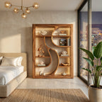 Wooden Bookshelf Featuring Ambient LED Shelving, solid wood, built to order