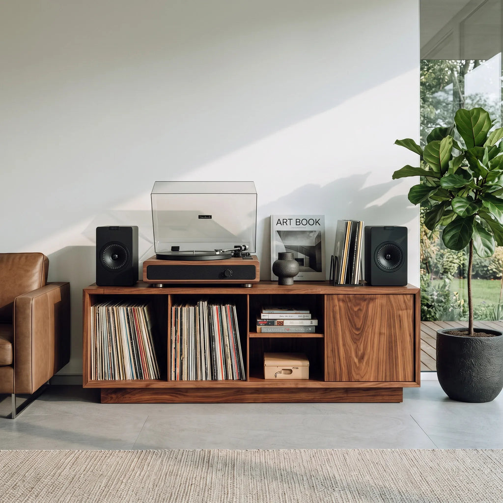 Minimalist Record Player Cabinet, solid wood, built to order, view 3