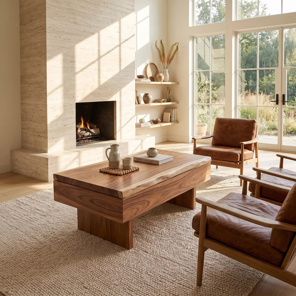 Contemporary Storage Lift Top Coffee Table City Apartment, solid wood, built to order