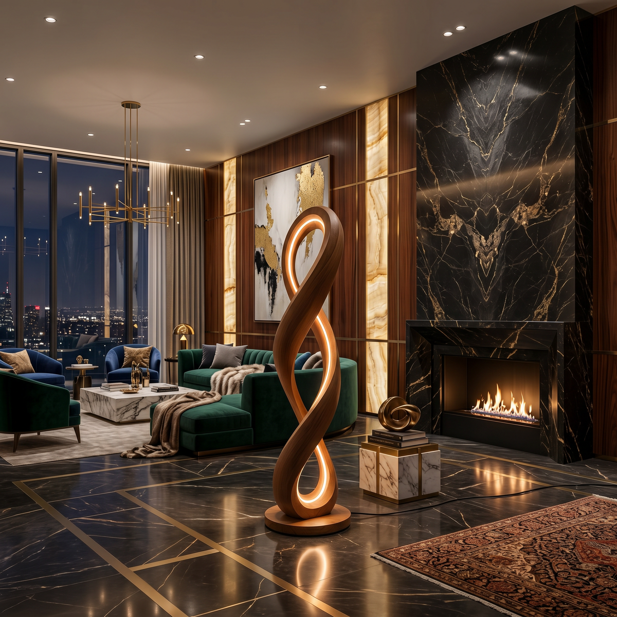 Contemporary Infinity Lamp with Table, solid wood, built to order, view 3