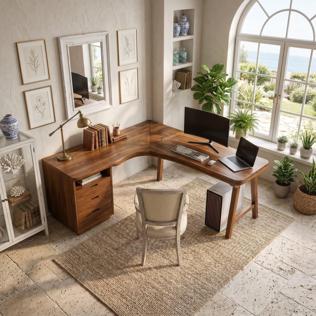 Organic Executive Desk Bedroom Workspace, solid wood, built to order, view 2