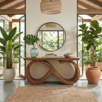 Contemporary Infinity Loop Console Table Hallway, solid wood, built to order, view 3