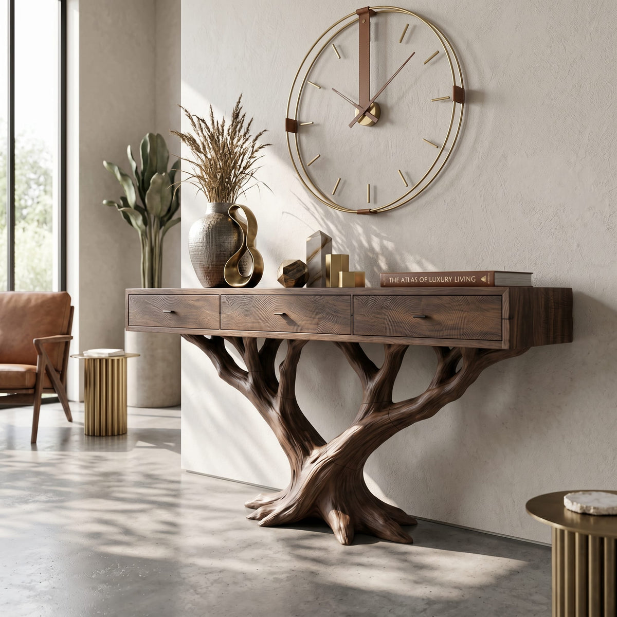 Branch Base Console Table Designer Residence, solid wood, built to order