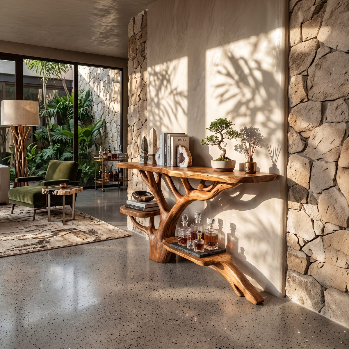 Solid Live Edge Slab Console Table