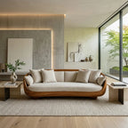 Contemporary Curved Sofa with Upholstered Seat, solid wood, built to order, view 3