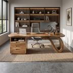 Organic Sculptural Executive Desk Workspace, solid wood, built to order, view 3