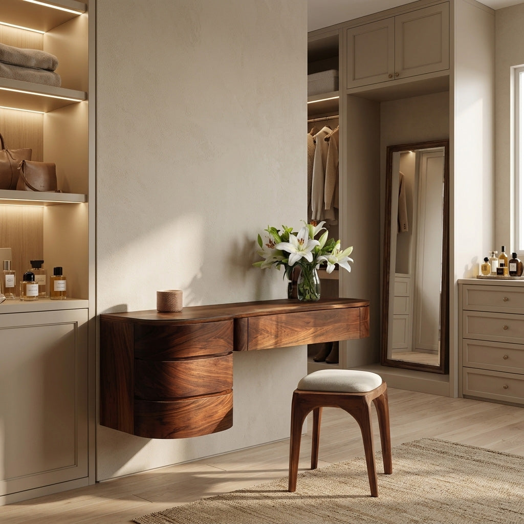 Minimalist Wall Mounted Vanity with Drawer, solid wood, built to order, view 2