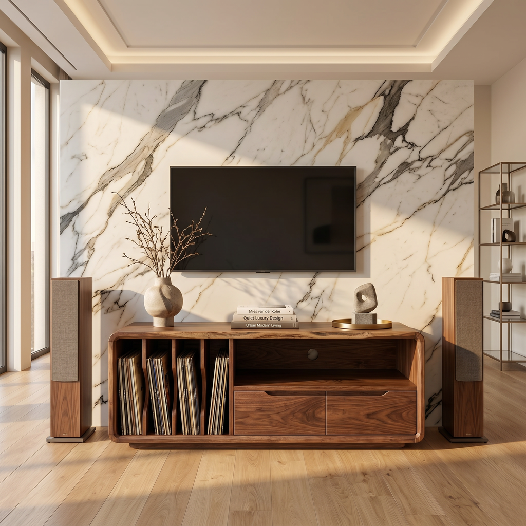TV Cabinet Organic Curved Form, solid wood, built to order, view 3