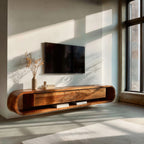 Organic Floating Sculptural TV Console, solid wood, built to order, view 3