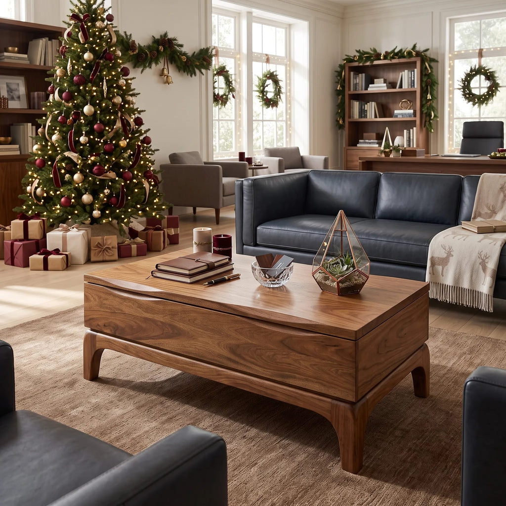 Handcrafted Coffee Table with Storage Home, solid wood, built to order