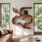 Mid Century Curved Floating Shelves, solid wood, built to order