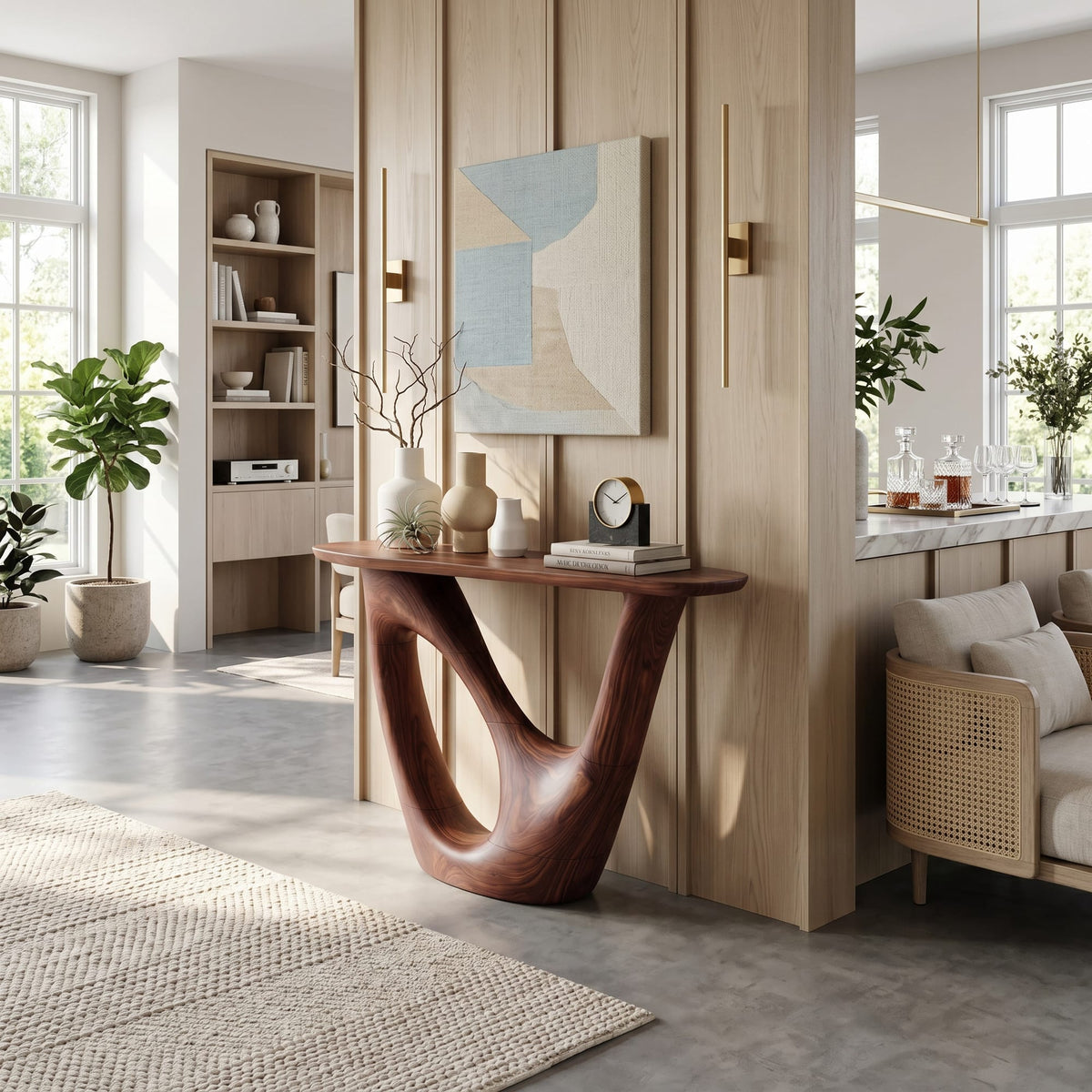 Mid Century Live Edge Foyer Console Table