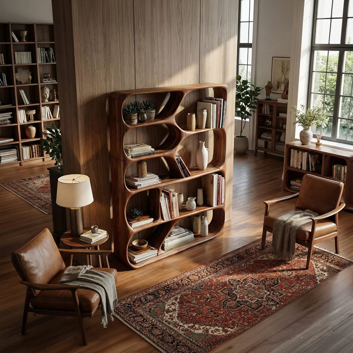 Mid Century Modern Bookcase, solid wood, built to order