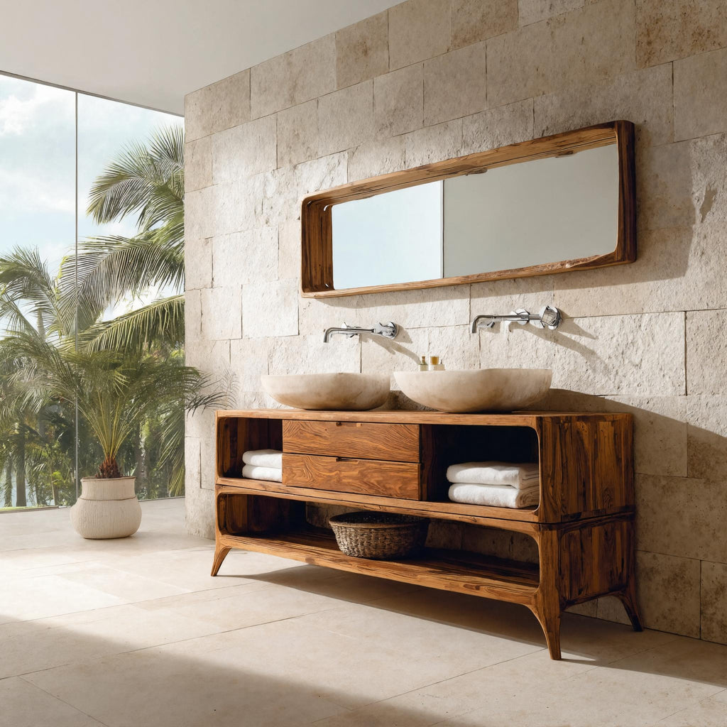Bathroom Vanity Two-tier Design, solid wood, built to order