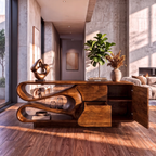 Organic Sideboard with Integrated Drawers and Flowing Silhouette, solid wood, built to order, view 2