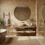 Mediterranean Floating Bathroom Vanity, solid wood, built to order