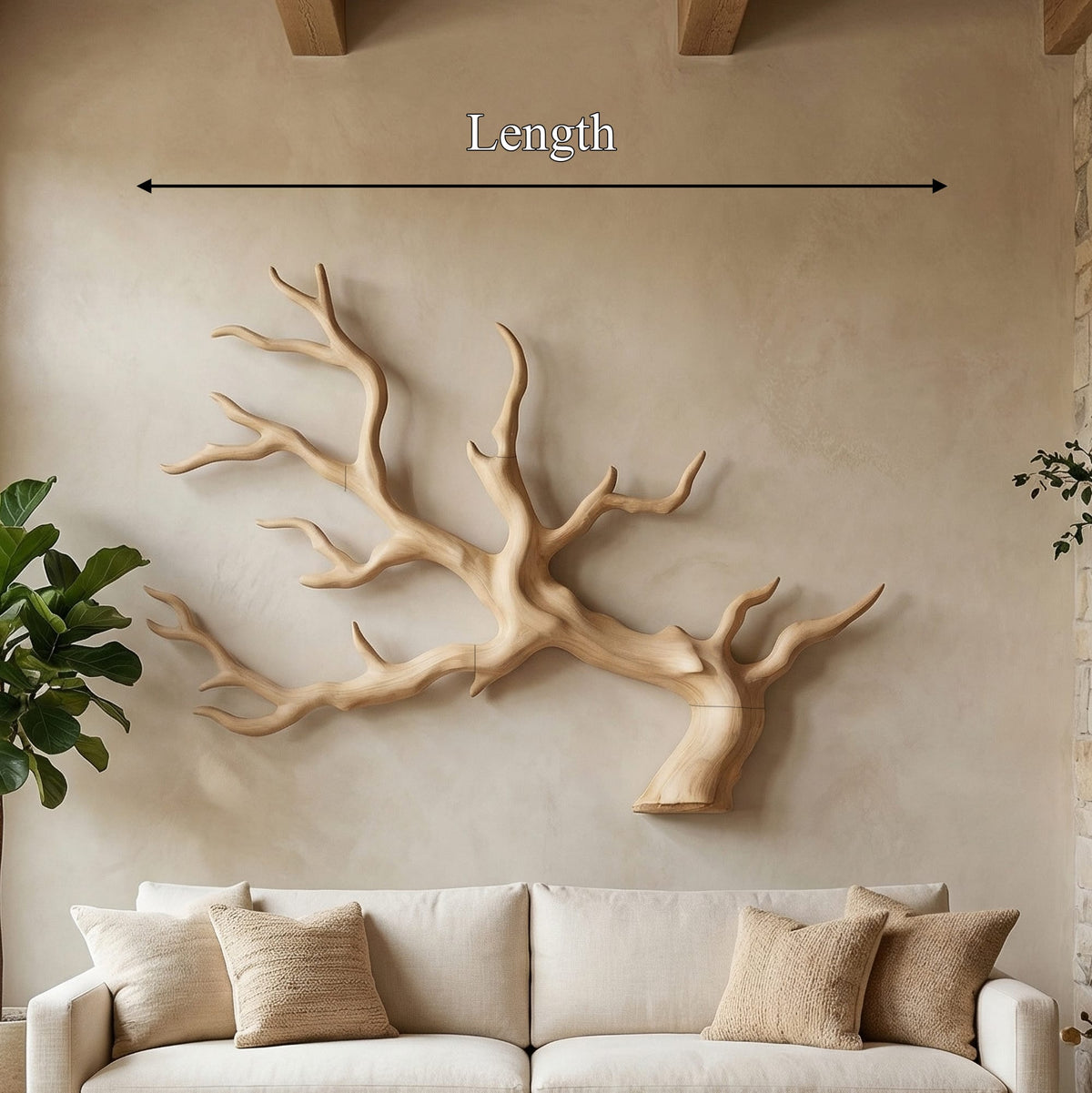 Rustic Branch Wall Decor with Tree Form, solid wood, built to order