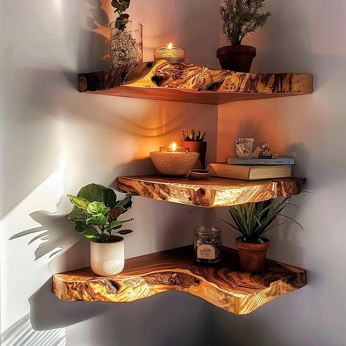 Floating Shelf Mid Century Bookcase, solid wood, built to order