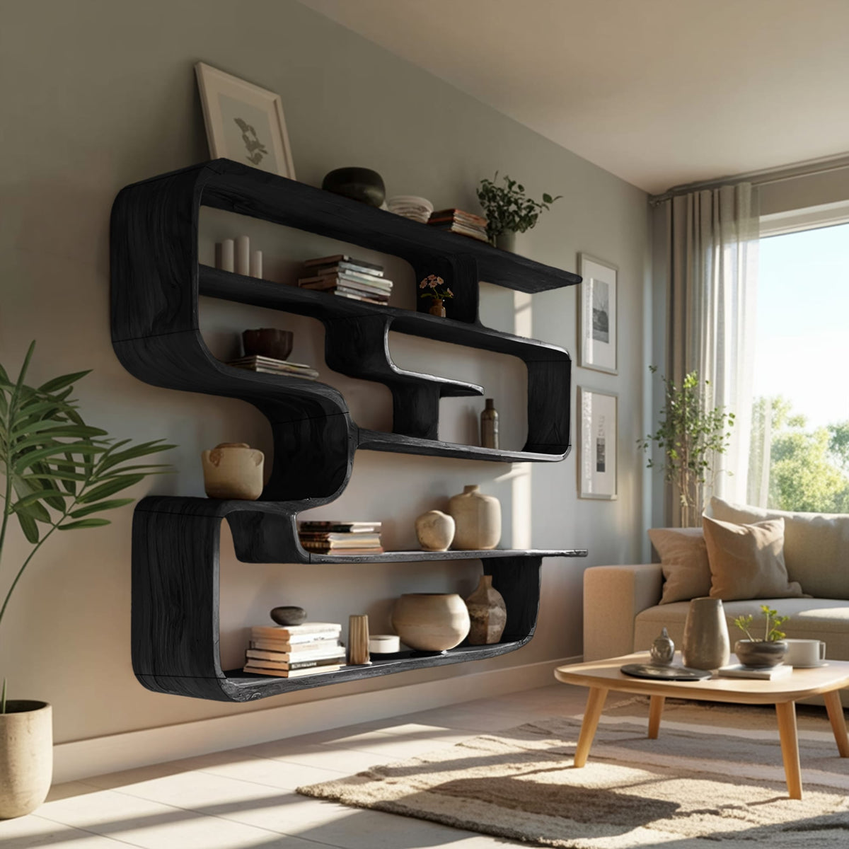 Live Edge Wall-mounted Bookshelf