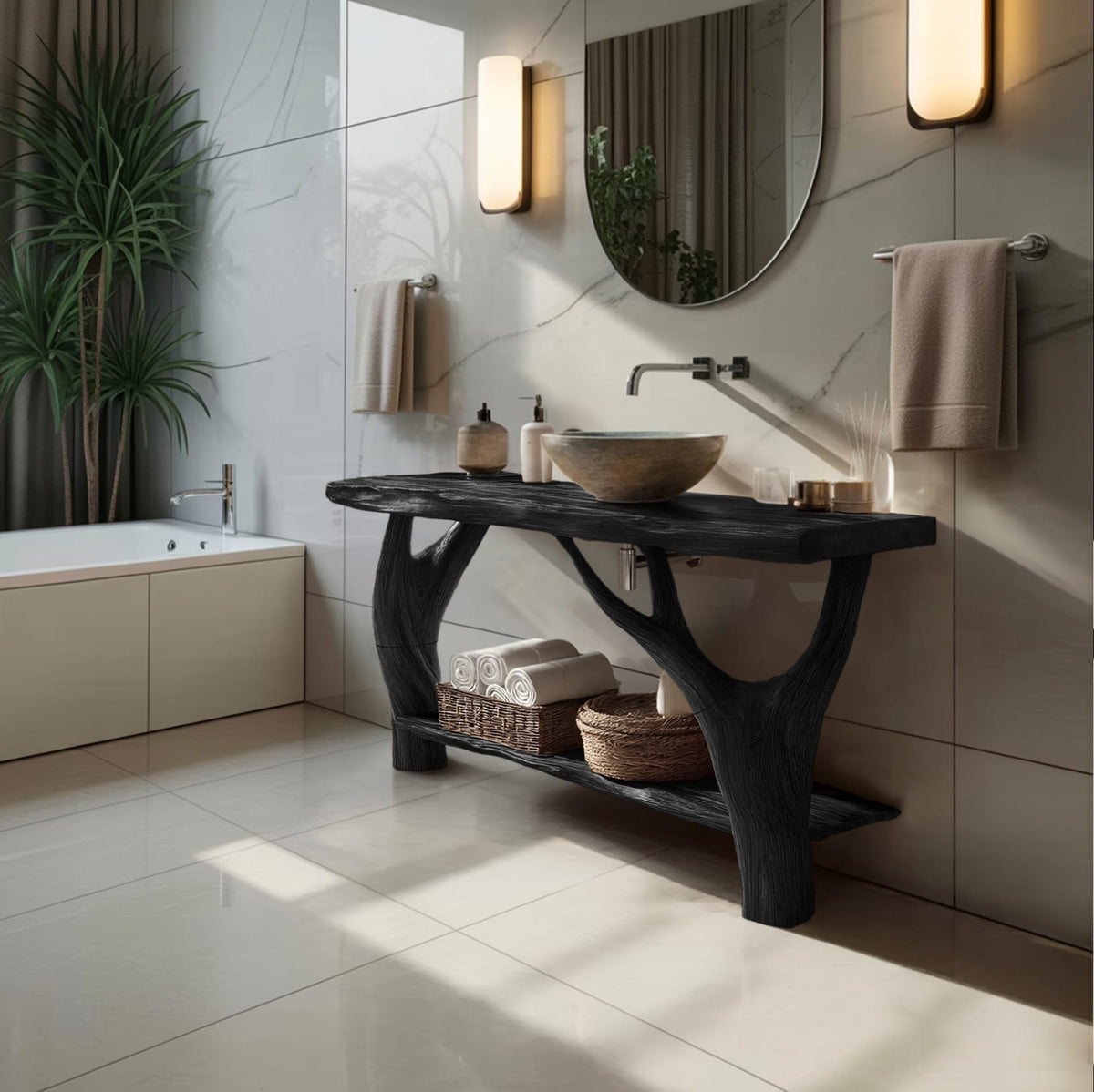Mid Century Live Edge Floating Vanity