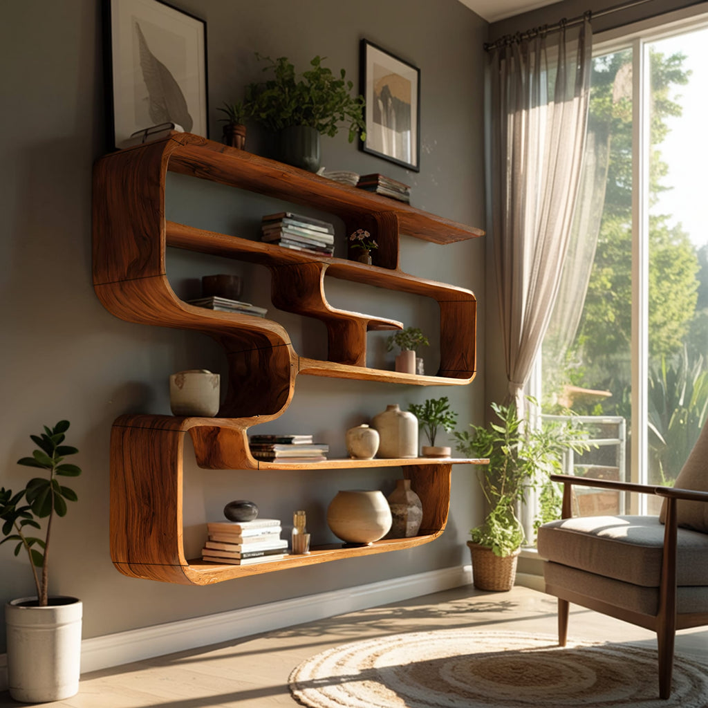 Live Edge Wall-mounted Bookshelf