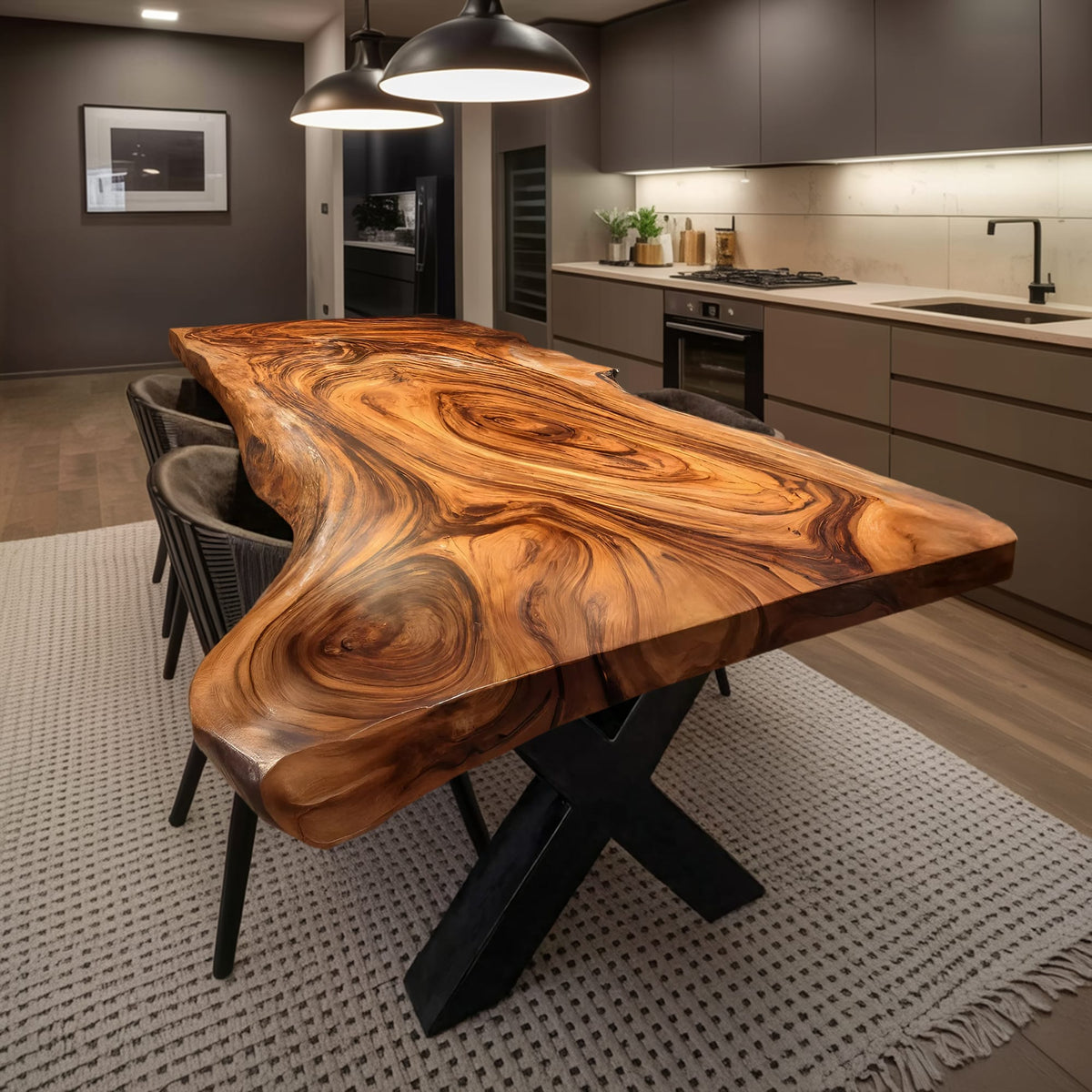 Live Edge Solid Kitchen Dining Table