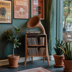 Mid Century Modern Record Console Table, solid wood, built to order