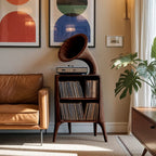 Mid Century Modern Record Console Table, solid wood, built to order