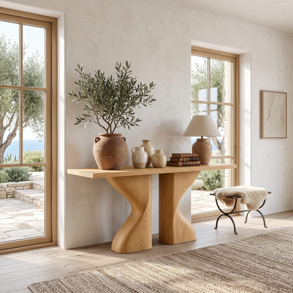 Midcentury Console Table Living Room, solid wood, built to order