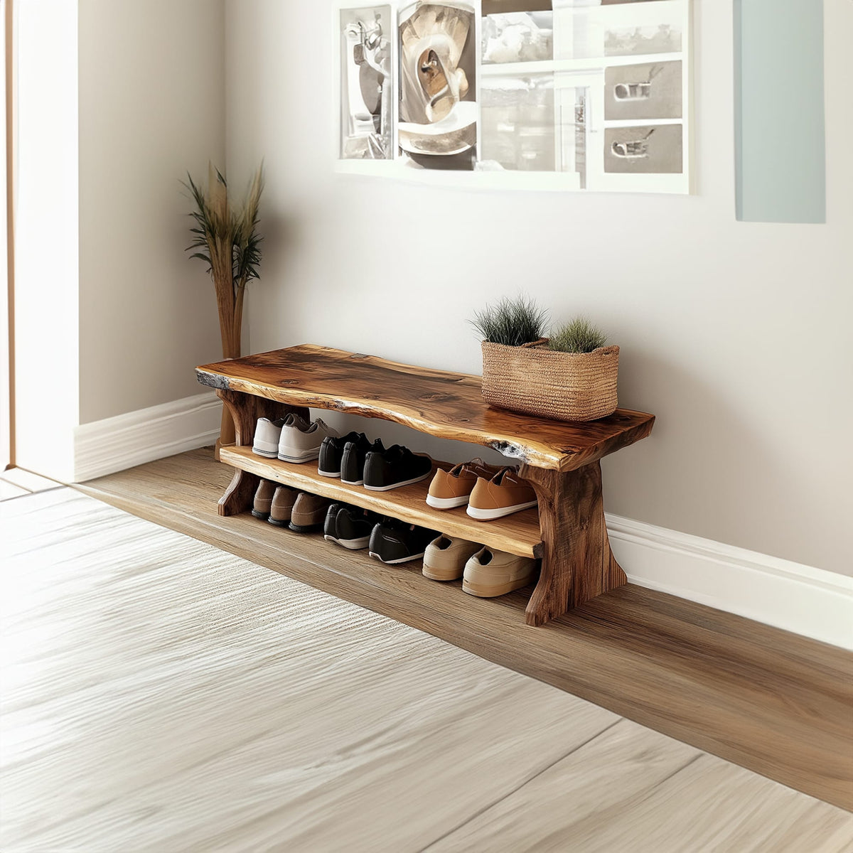 Farmhouse Entryway Bench Livingroom Furniture, solid wood, built to order