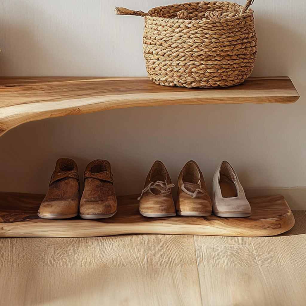 Custom Wood Shoe Bench Rack Shoe Storage, solid wood, built to order