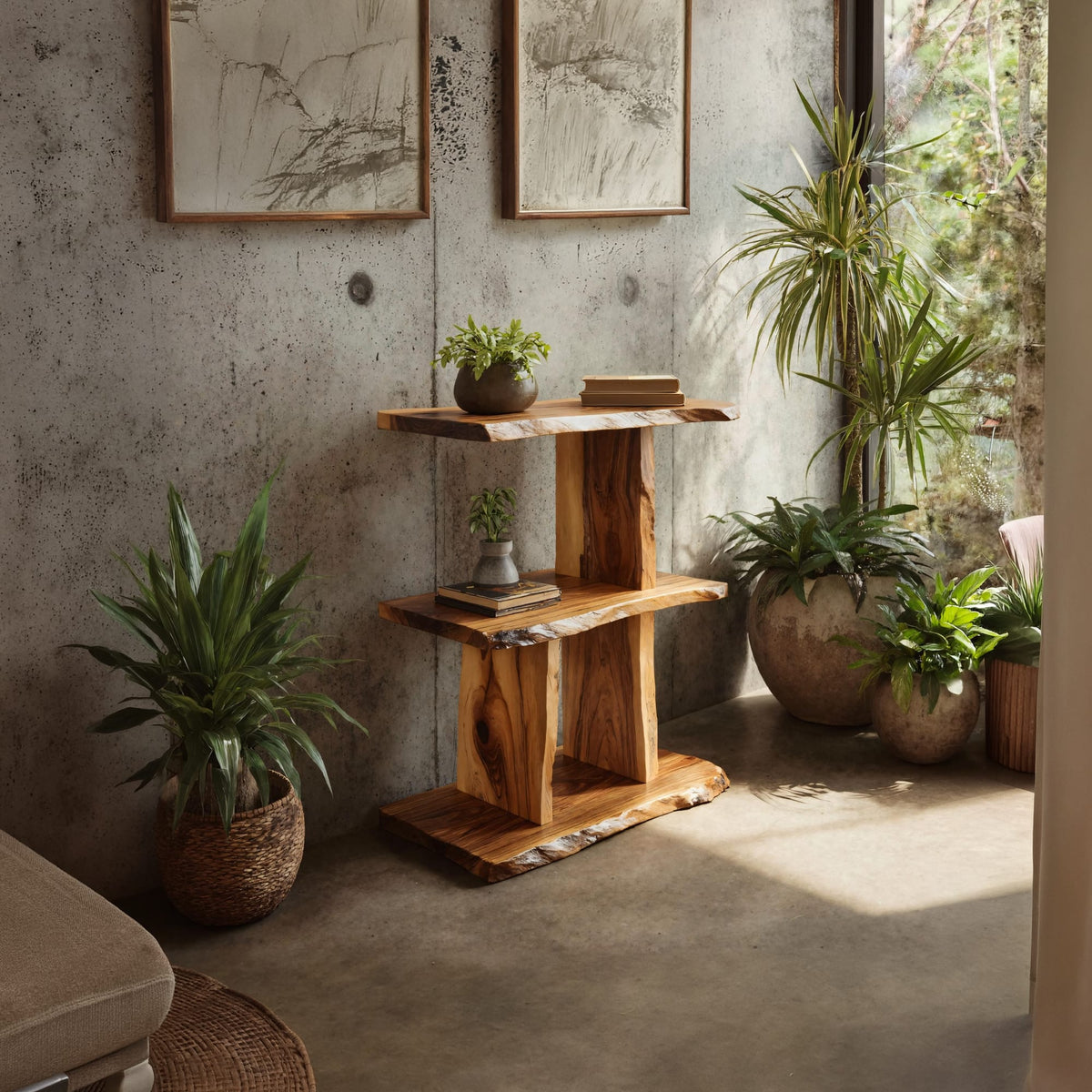 Live Edge Multi-tier Wall Shelf