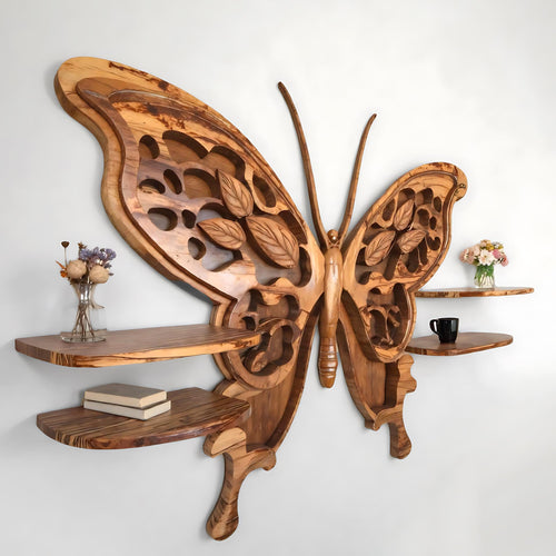 Rustic Butterfly Wall Shelf, solid wood, built to order